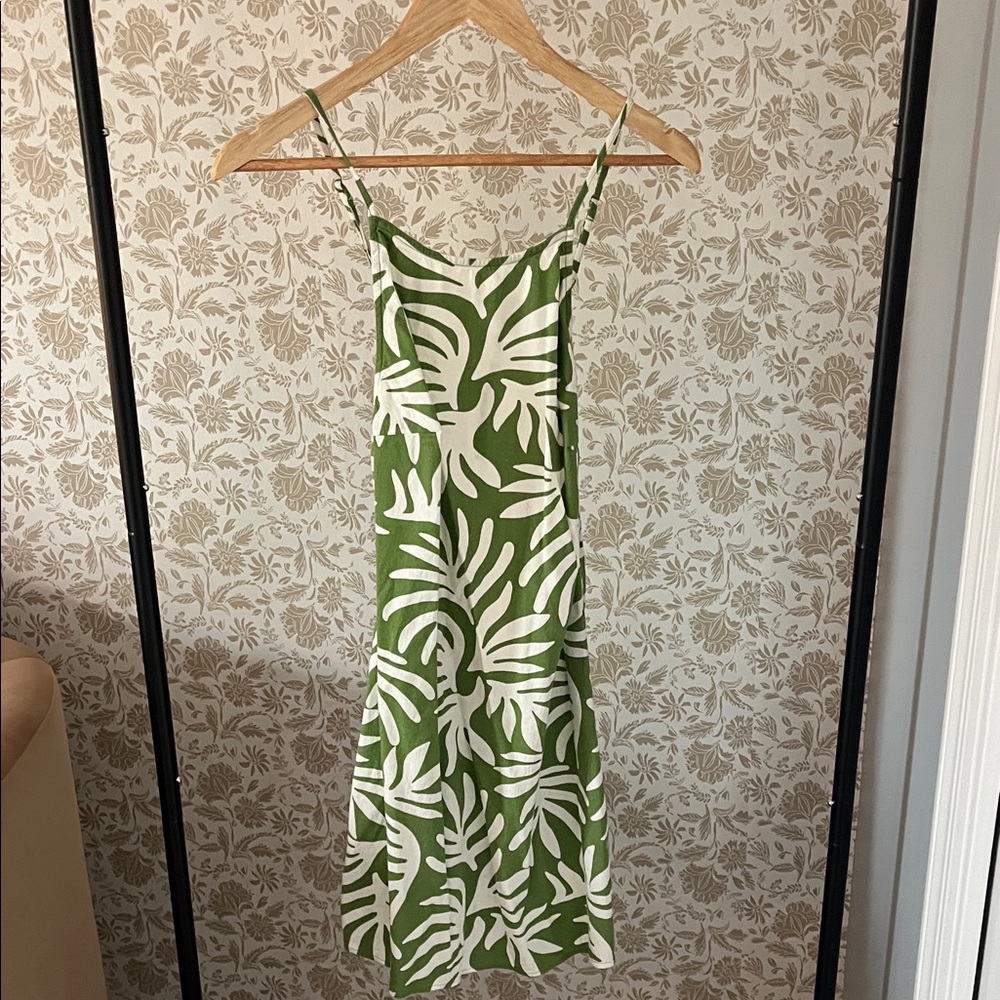 a new day Green and White Tropical-Leaf Slip Dress